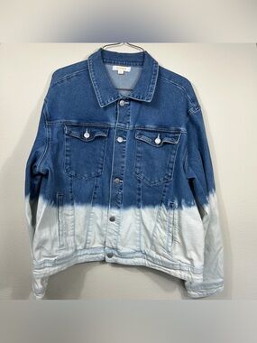 Dip-Dyed Blue and White Jean Jacket